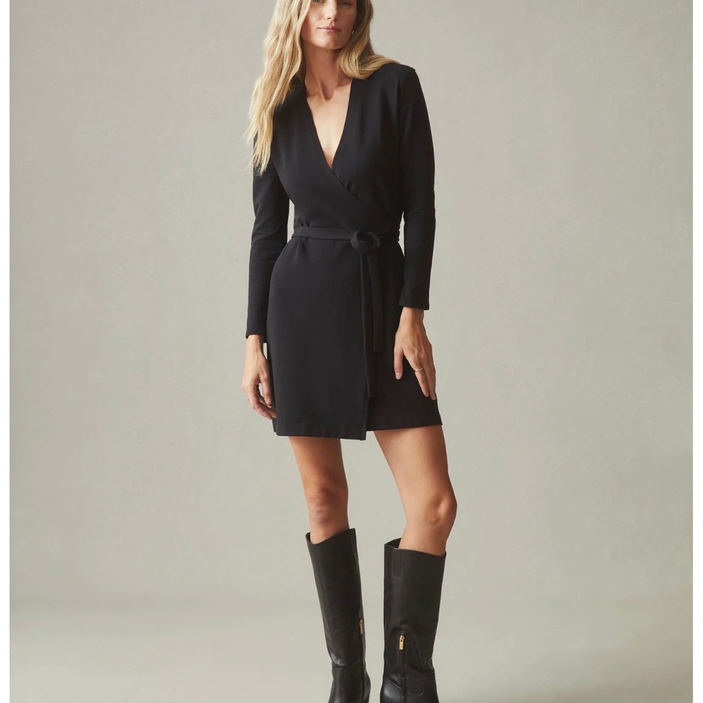 American Giant Women's Black Heavyweight French Terry Wrap Dress XL NWOT